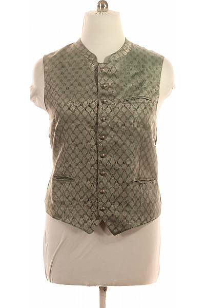 Zelená Společenská Vesta S Potiskem Károvaný Vzor Velikost 52
