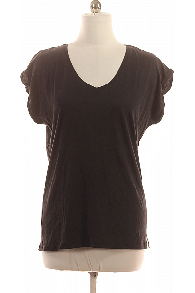 Dámské černé basic tričko s krátkým rukávem V-výstřih volný střih Velikost m | Unimoda | obrázek 2