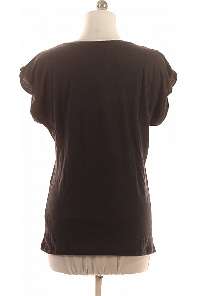 Dámské černé basic tričko s krátkým rukávem V-výstřih volný střih Velikost m | Unimoda | obrázek 3