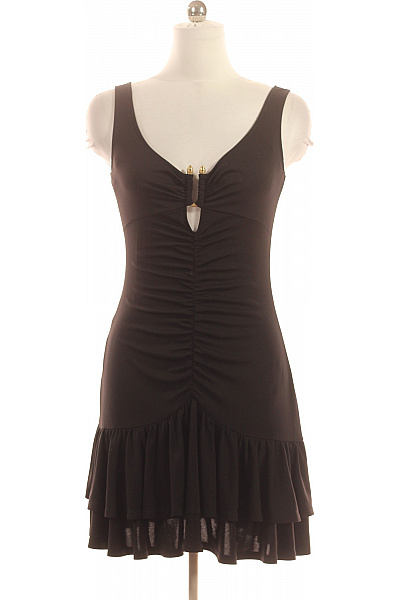 roberto cavalli Dámské černé polyesterové mini šaty letní sexy upnuté na párty s volánem Velikost 44 | roberto cavalli | obrázek 2