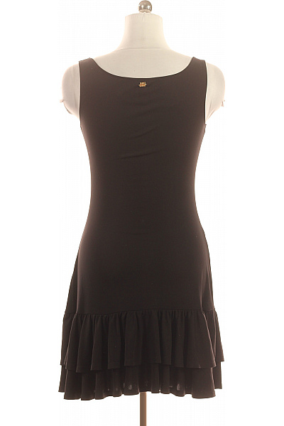 roberto cavalli Dámské černé polyesterové mini šaty letní sexy upnuté na párty s volánem Velikost 44 | roberto cavalli | obrázek 3