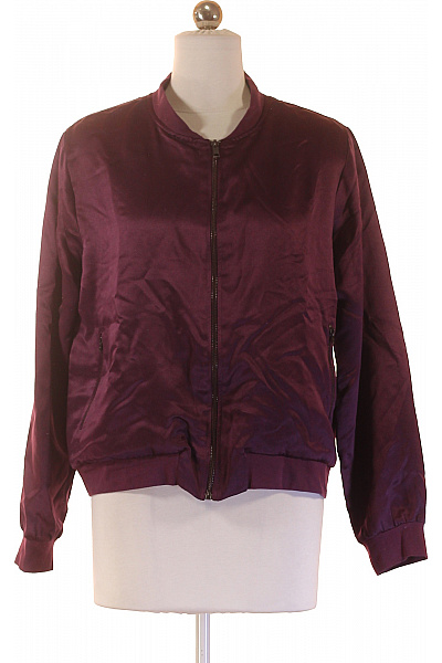 LAWRENCE GREY Dámská Polyesterová Bomber Bunda Fialová Lesklá Přechodová Stylová Krátká Velikost 36