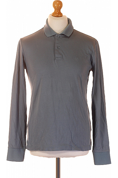 Calvin Klein Pánské bavlněné tričko polo s dlouhým rukávem šedé jednobarevné basic Velikost M | Calvin Klein | obrázek 2