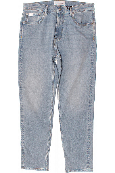 Calvin Klein Pánské Bavlněné Modré Džíny Rovné Seprané Klasické S Kapsami Velikost 31