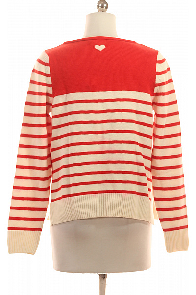 oui Dámský červeno bílý pruhovaný pletený pulovr s lodičkovým výstřihem Velikost 36 | oui | obrázek 2