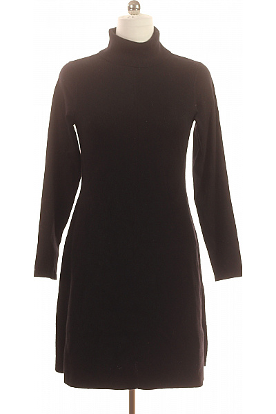 COMMA Černé Rolákové Pletené Mini Šaty S Dlouhým Rukávem Jednoduché Zimní Velikost 40