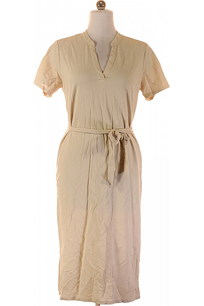 VERO MODA Dámské béžové letní šaty midi tričkové s páskem jednoduché denní Velikost L | VERO MODA | obrázek 2