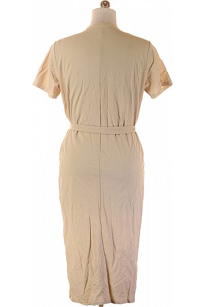 VERO MODA Dámské béžové letní šaty midi tričkové s páskem jednoduché denní Velikost L | VERO MODA | obrázek 3
