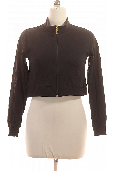 roberto cavalli Dámská bavlněná černá crop mikina na zip se stojáčkem Velikost M | roberto cavalli | obrázek 2