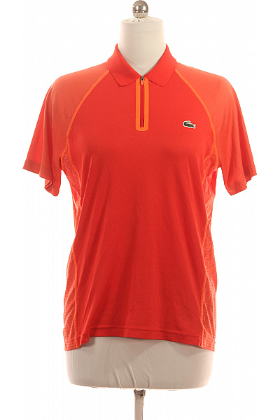 LACOSTE Dámské Sportovní Oranžové Polo Tričko Se Zipem A Raglánovým Rukávem Velikost L