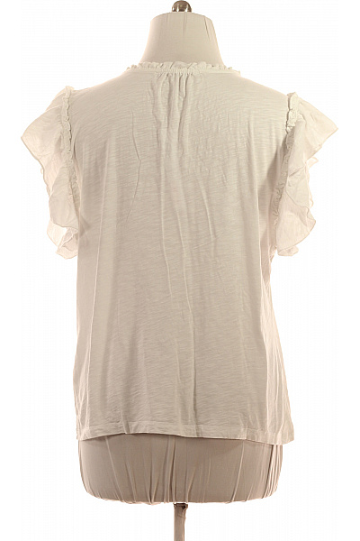 LECOMTE Dámská bílá bavlněná modalová halenka s krátkým rukávem a volánky Vel. 46 | LECOMTE | obrázek 2