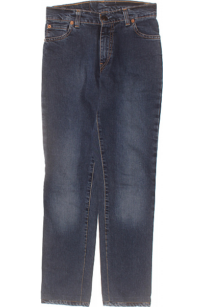 Dámské Modré Džíny Rovné Seprané Klasické S Kapsami Vel. XS