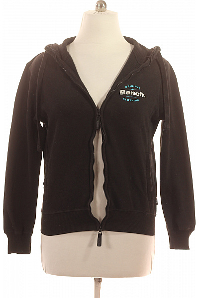 BENCH. Dámská Bavlněná černá Mikina S Kapucí A Potiskem Streetwear Vel. XXL