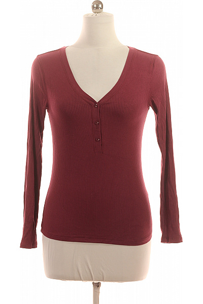 s.OLIVER Dámské žebrované tričko vínové s dlouhým rukávem V-výstřih henley basic Velikost 38 | s.OLIVER | obrázek 2