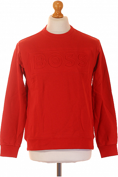 Hugo Boss Pánská červená bavlněná mikina crewneck s reliéfním nápisem Vel. S | Hugo Boss | obrázek 2