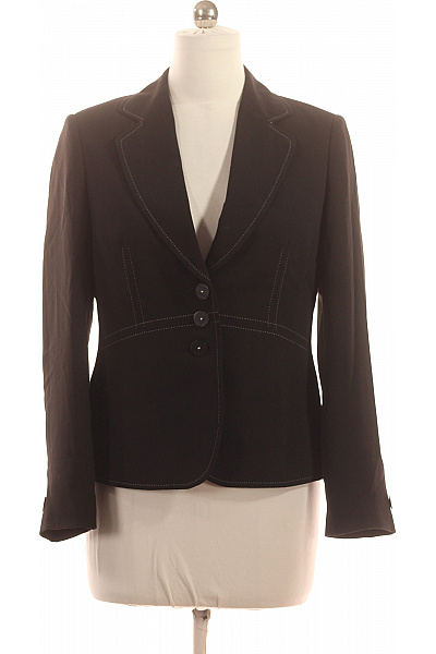 Marks & Spencer Černé polyesterové vypasované sako elegantní společenské s bílým prošitím Velikost 14 | Marks & Spencer | obrázek 2