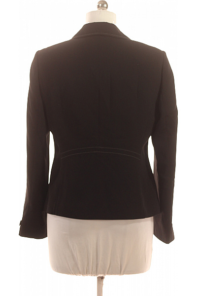 Marks & Spencer Černé polyesterové vypasované sako elegantní společenské s bílým prošitím Velikost 14 | Marks & Spencer | obrázek 3