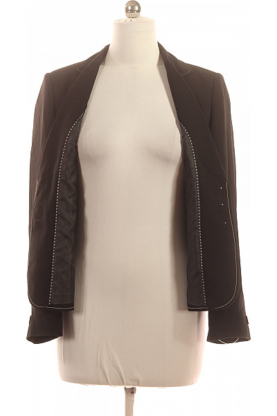 Marks & Spencer Černé polyesterové vypasované sako elegantní společenské s bílým prošitím Velikost 14 | Marks & Spencer | obrázek 4