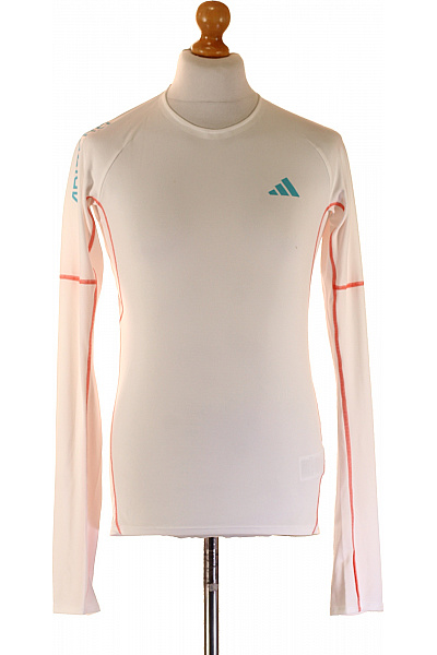 ADIDAS Dlouhý Rukáv Polyesterové Bílé Sportovní Funkční Kompresní Tričko Vel. S