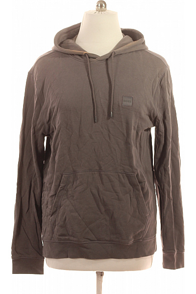 Hugo Boss Pánská Bavlněná Hnědá Mikina S Kapucí Přes Hlavu Streetwear Vel. Xl