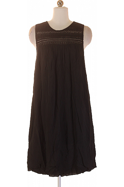 ZAUBERSTERN Černé viskózové letní šaty tunikové volné krajkové jednoduché tílkové Velikost s | ZAUBERSTERN | obrázek 2