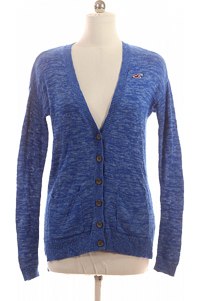 Hollister Dámský modrý melírovaný pletený kardigan s knoflíky a kapsami Velikost xs | Hollister | obrázek 2