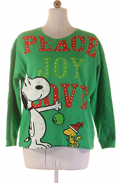Princess Goes Hollywood Dámská Bavlněná Zelená Vánoční Mikina Přes Hlavu Snoopy Woodstock Velikost M