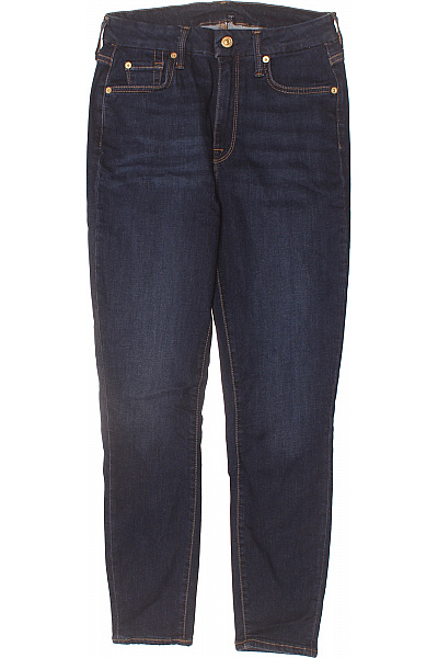 Dámské Tmavě Modré Strečové Džíny S Vysokým Pasem A Kapsami Vel. S