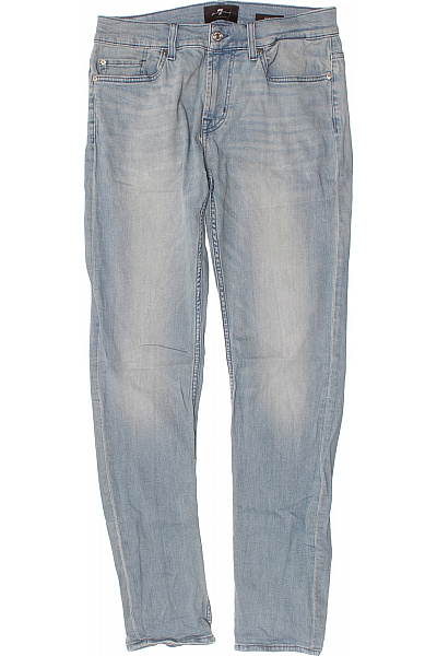 7 For All Mankind Pánské Bavlněné Modré Džíny Seprané Strečové Slim Fit Velikost 31
