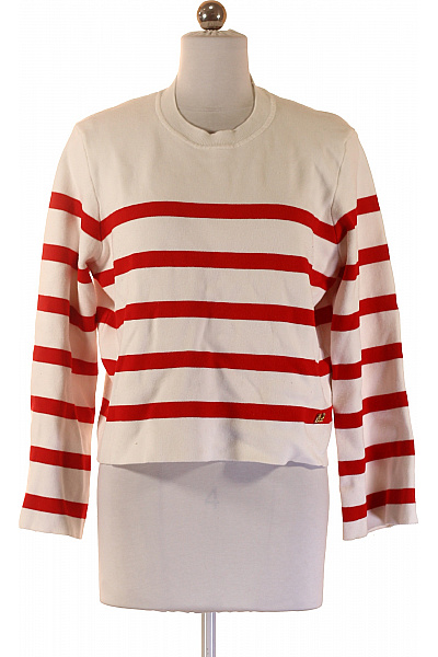 VERSACE Dámský Pruhovaný Pulovr Bílý červený Pletený Přes Hlavu Vel. Xs