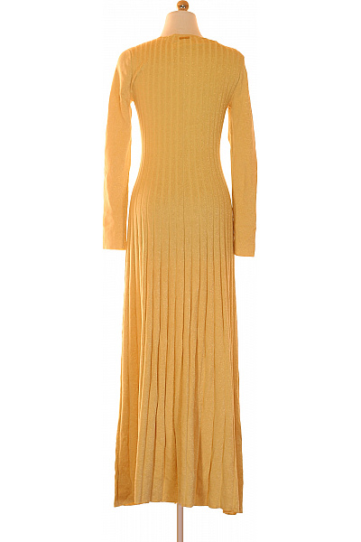 MICHAEL KORS Dlouhé žluté viskózové pletené sexy maxi šaty s výstřihem Velikost M | MICHAEL KORS | obrázek 3