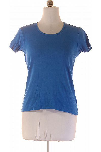 SWITCHER Dámské Modré Tričko S Krátkým Rukávem Basic Kulatý Výstřih Vel. Xl