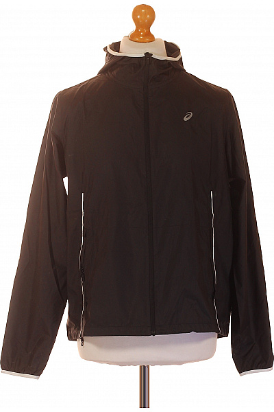 Asics Pánská černá Polyesterová Běžecká Bunda Sportovní Lehká Větrovka Se Zipem Velikost L