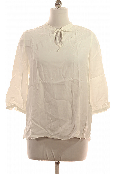 ETERNA Bílá viskózová halenka s krátkým rukávem a vázankou volná letní boho Vel. 42 | ETERNA | obrázek 2