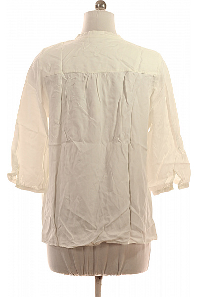 ETERNA Bílá viskózová halenka s krátkým rukávem a vázankou volná letní boho Vel. 42 | ETERNA | obrázek 3