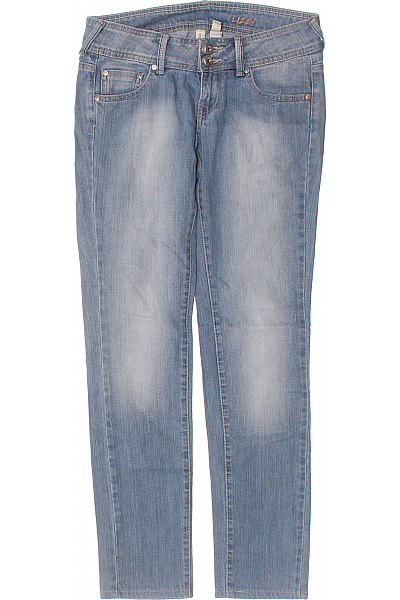 MANGO Dámské Modré Džíny Lizzy Rovné Seprané Strečové Klasické S Kapsami Vel. 36