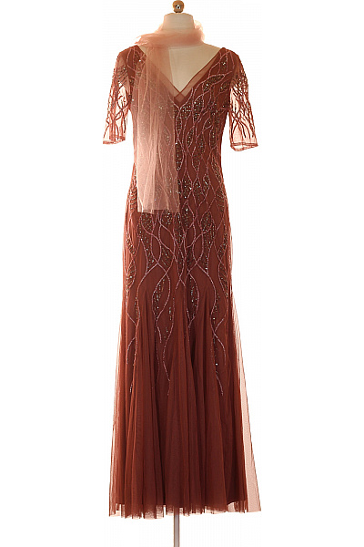 Adrianna Papell Dlouhé společenské šaty s krátkým rukávem korálkové vintage Velikost 38 | Adrianna Papell | obrázek 2