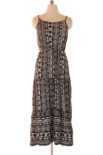VERO MODA Dámské dlouhé maxi letní šaty na ramínka etno vzor černo-bílé volné Vel. 100 | VERO MODA | obrázek 2
