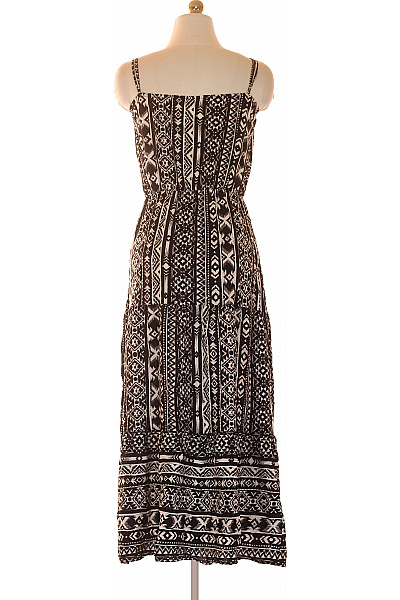 VERO MODA Dámské dlouhé maxi letní šaty na ramínka etno vzor černo-bílé volné Vel. 100 | VERO MODA | obrázek 3