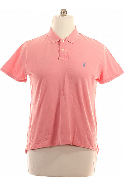 Ralph Lauren Bavlněné Růžové Polo Tričko Krátký Rukáv Jednobarevné Basic Velikost XL