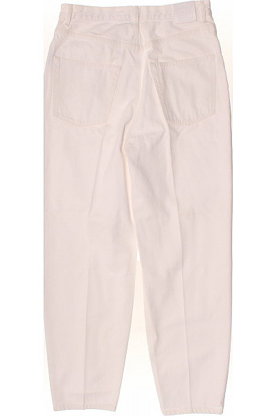 Dámské kalhoty s vysokým pasem volnočasové bavlněné bílé Vel. 31/34 | Unimoda | obrázek 2