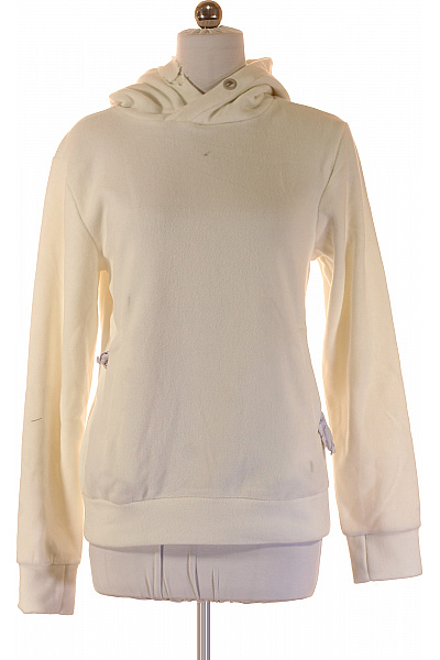 Sublevel Dámská Bílá Polyesterová Mikina S Kapucí Přes Hlavu Jednobarevná Streetwear Vel. XL