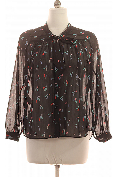 ARMANI Dámská černá průhledná polyesterová halenka s mašlí a barevným potiskem Velikost 40 | ARMANI | obrázek 2