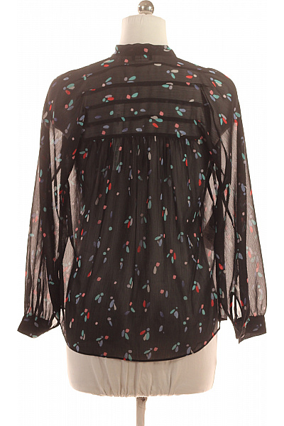 ARMANI Dámská černá průhledná polyesterová halenka s mašlí a barevným potiskem Velikost 40 | ARMANI | obrázek 3