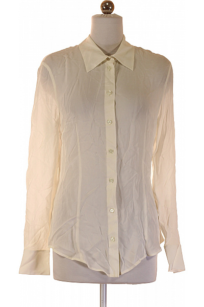 Hugo Boss Dámská Elegantní Viskózová Košile S Dlouhým Rukávem Béžová Průhledná Vel. 34