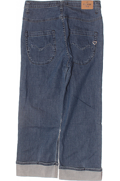 Please Dámské bavlněné modré džíny široké s nášivkami seprané Velikost S | Please | obrázek 2