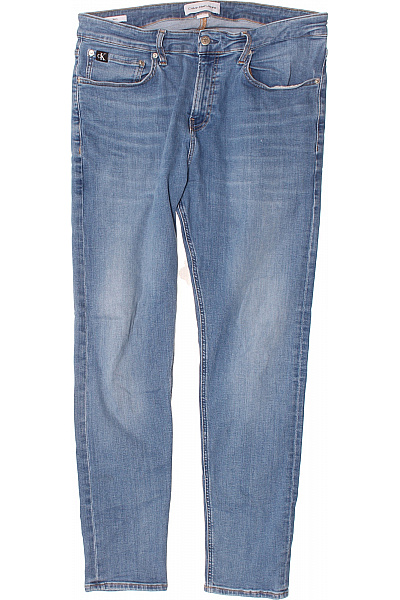 Calvin Klein Modré Strečové Džíny Seprané Rovné S Kapsami Vel. 36