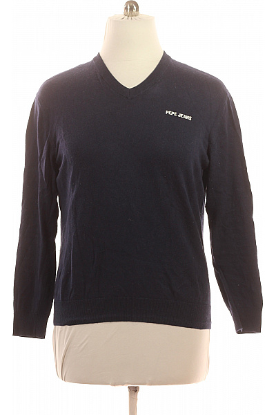 Pepe Jeans Pánský Tmavě Modrý Svetr Přes Hlavu S Výstřihem Do V Basic Velikost L