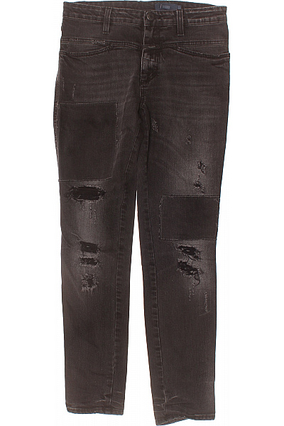 CLOSED Dámské černé Seprané Džíny Skinny S Nášivkami A Dírami Velikost 26