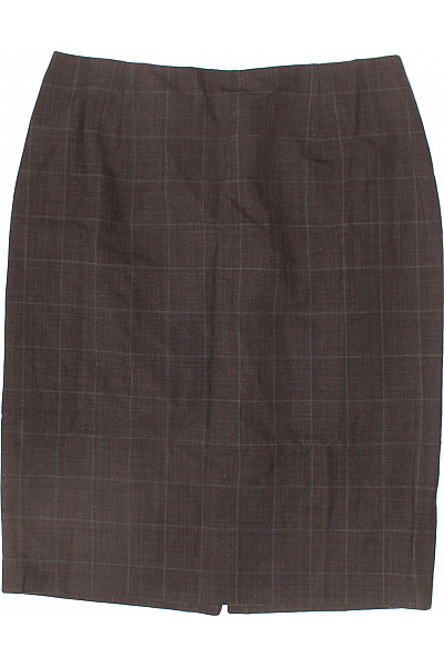 Hobbs Dámská vlněná pouzdrová sukně hnědá károvaná business ke kolenům Vel. 40 | Hobbs | obrázek 2